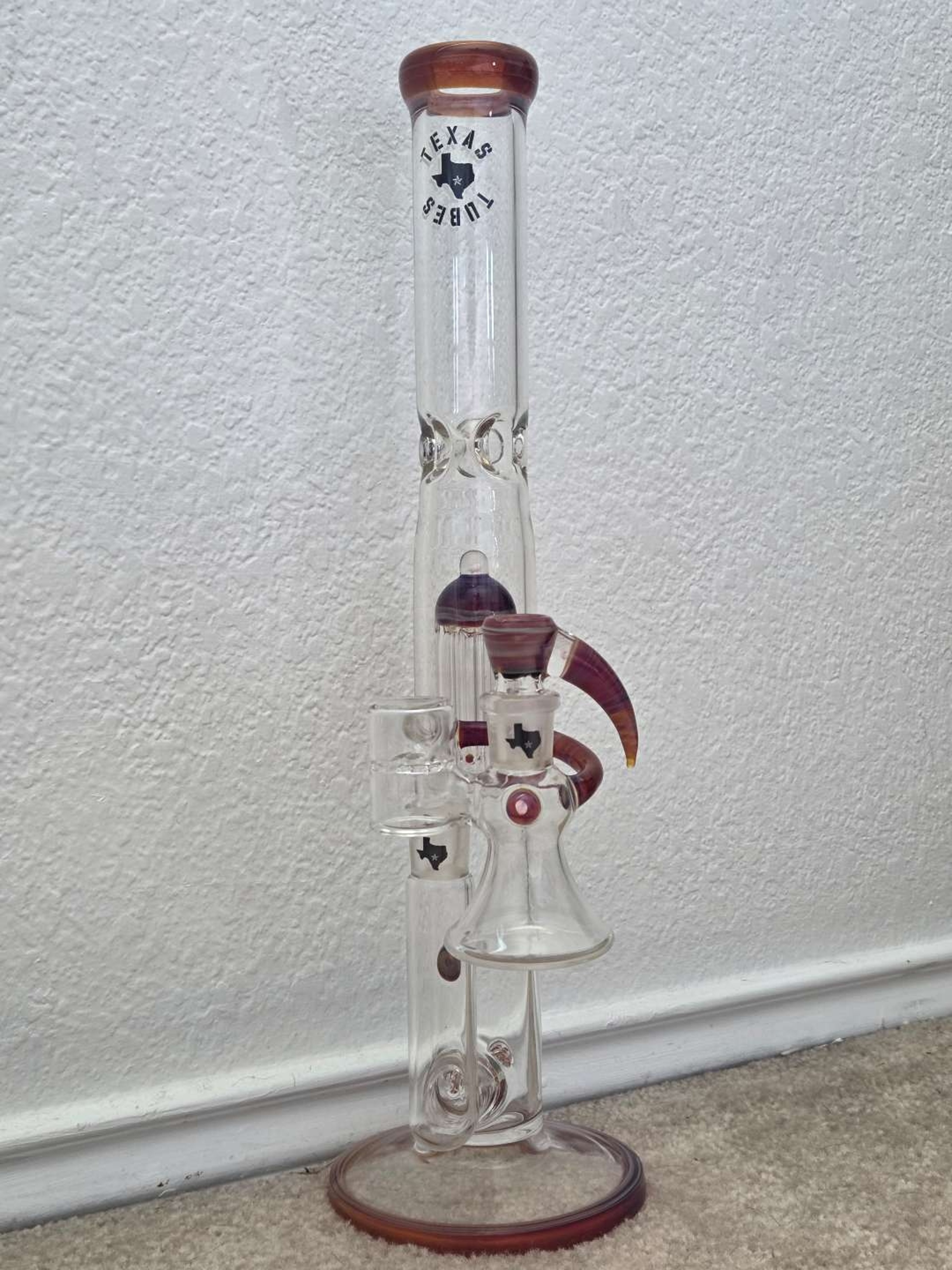 Preview pic of Texas Tubes Dual Steamline / 8 arm w/ dry catch and slide Amber Purple