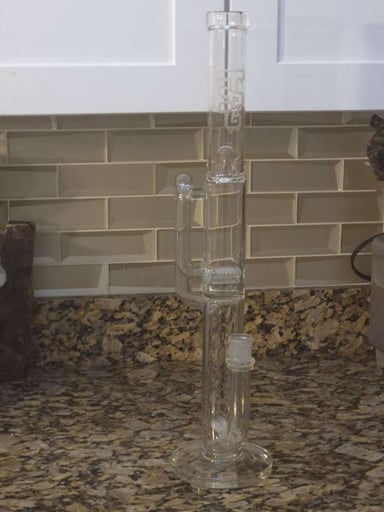 Preview pic of TAG-22" DOUBLE SUPER SLIT GRIDDED TRIPLE INLINE BONG (44-50-44) 44X4MM (18MM FEMALE)
