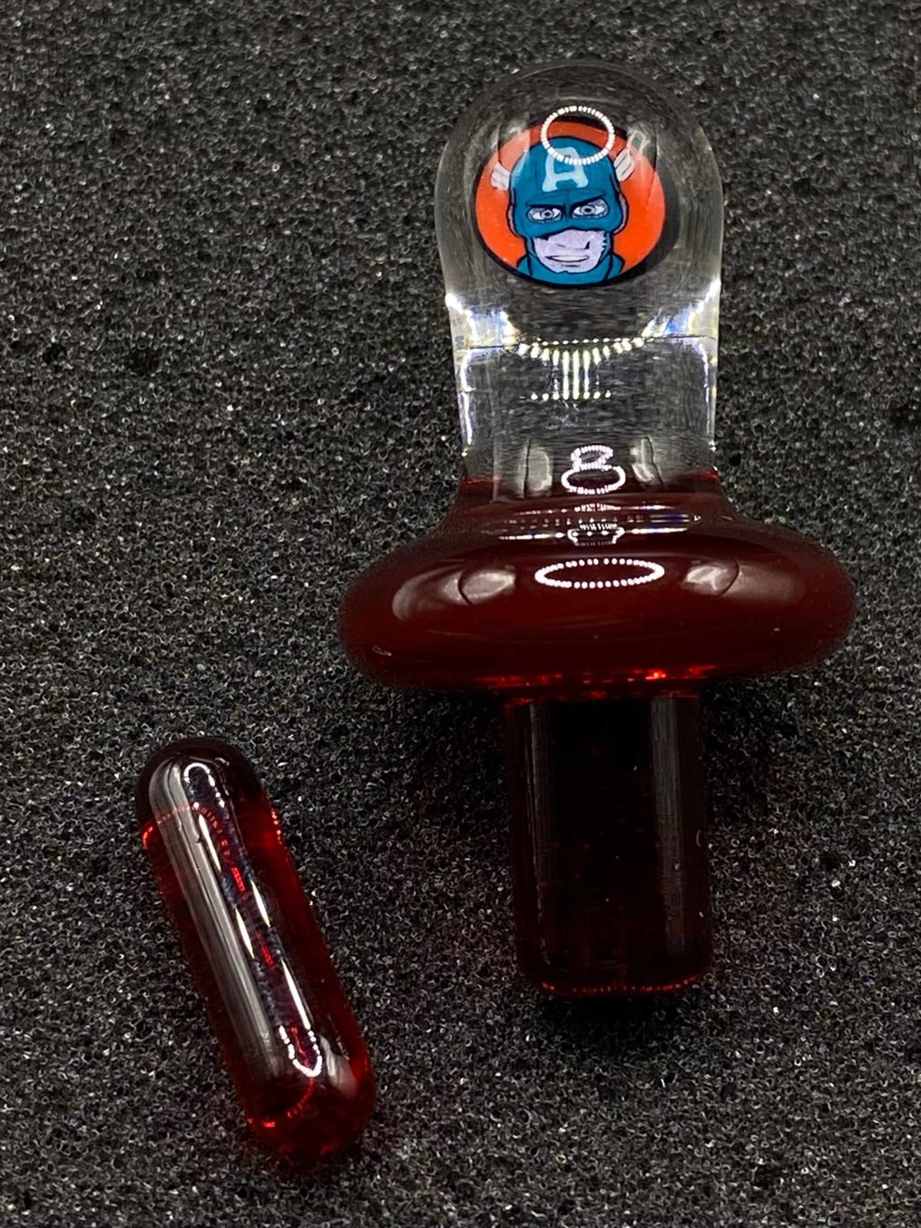 Keys Glass - Captain America Pomegranate Control Tower Plug Cap Set image 0