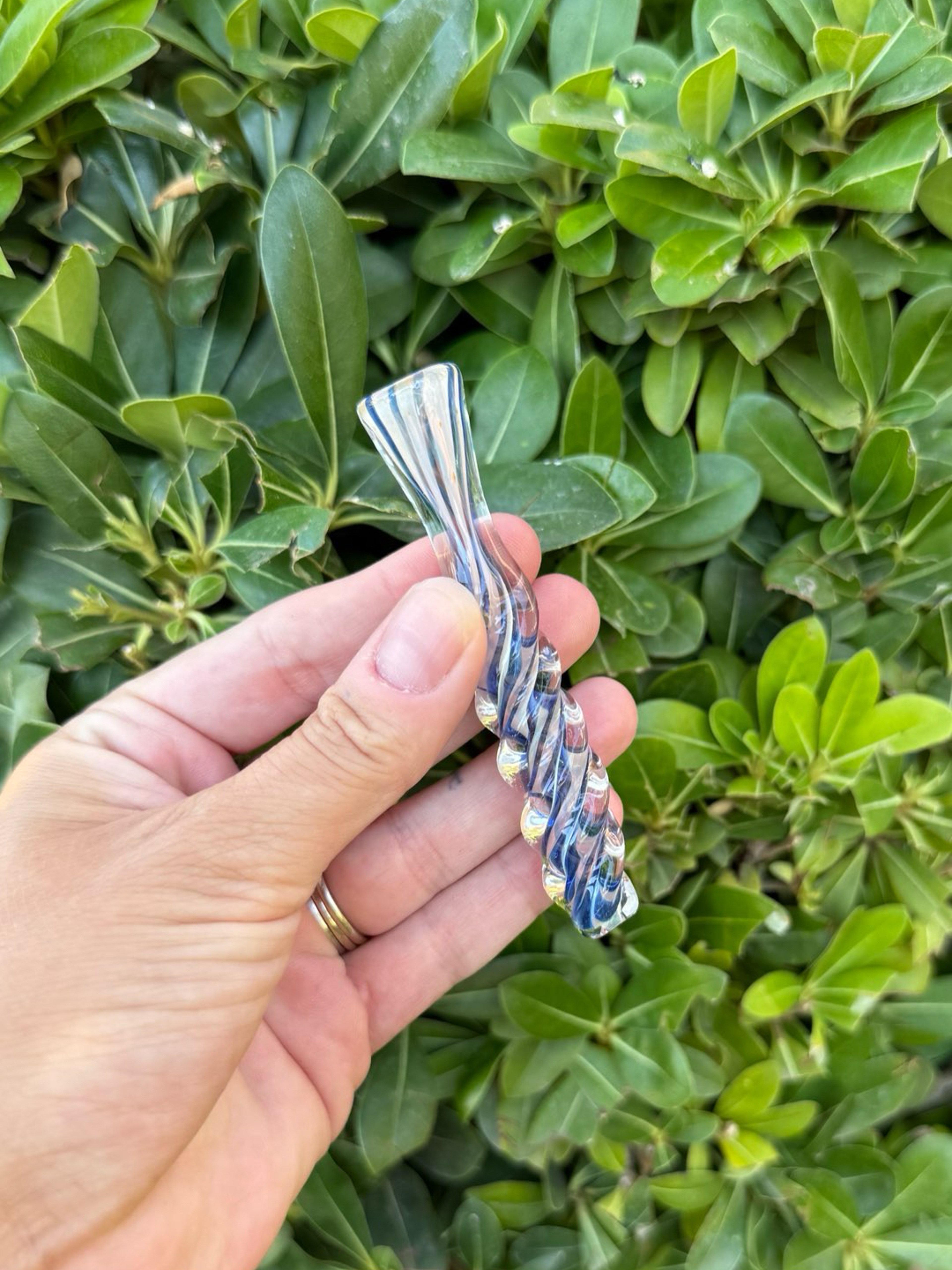 Iridescent Swirl Glass Chillum image 0