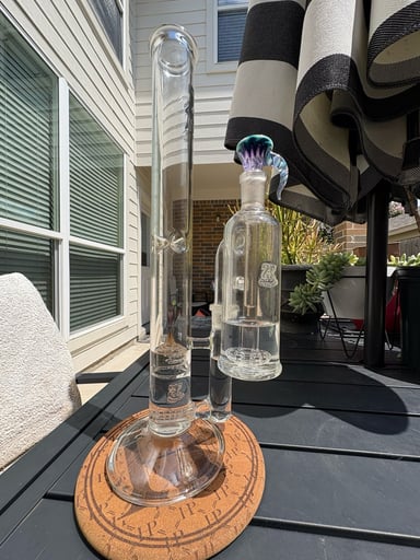 Preview pic of 2K Glass Art Dual G-Line 180 Gridcap Tube & Showerhead Ash Catcher Set
