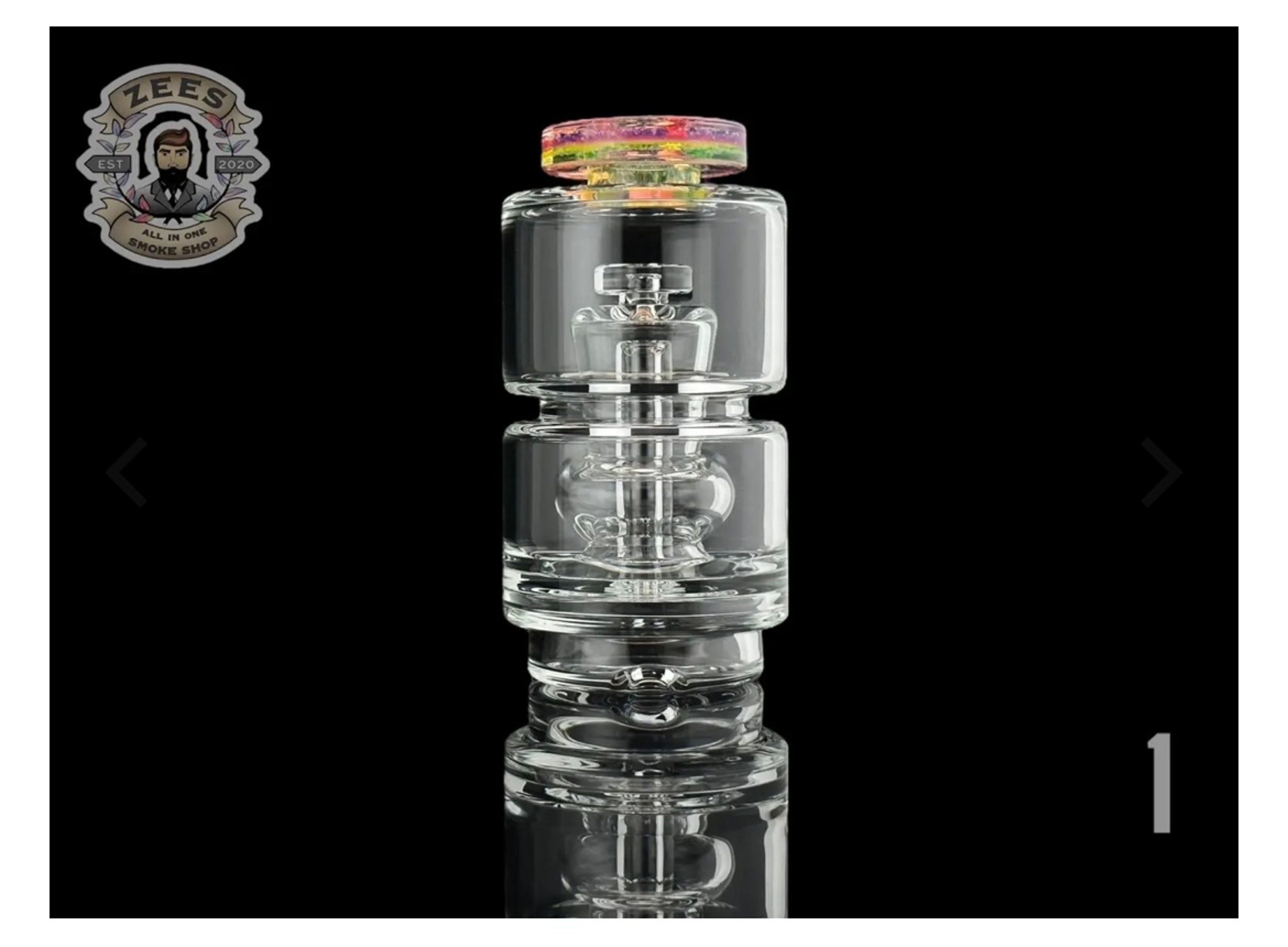 Preview pic of Spider Glass Center Acceted Karmaline x Ion (UV) Cropal 3-Hole Puffco Peak Top