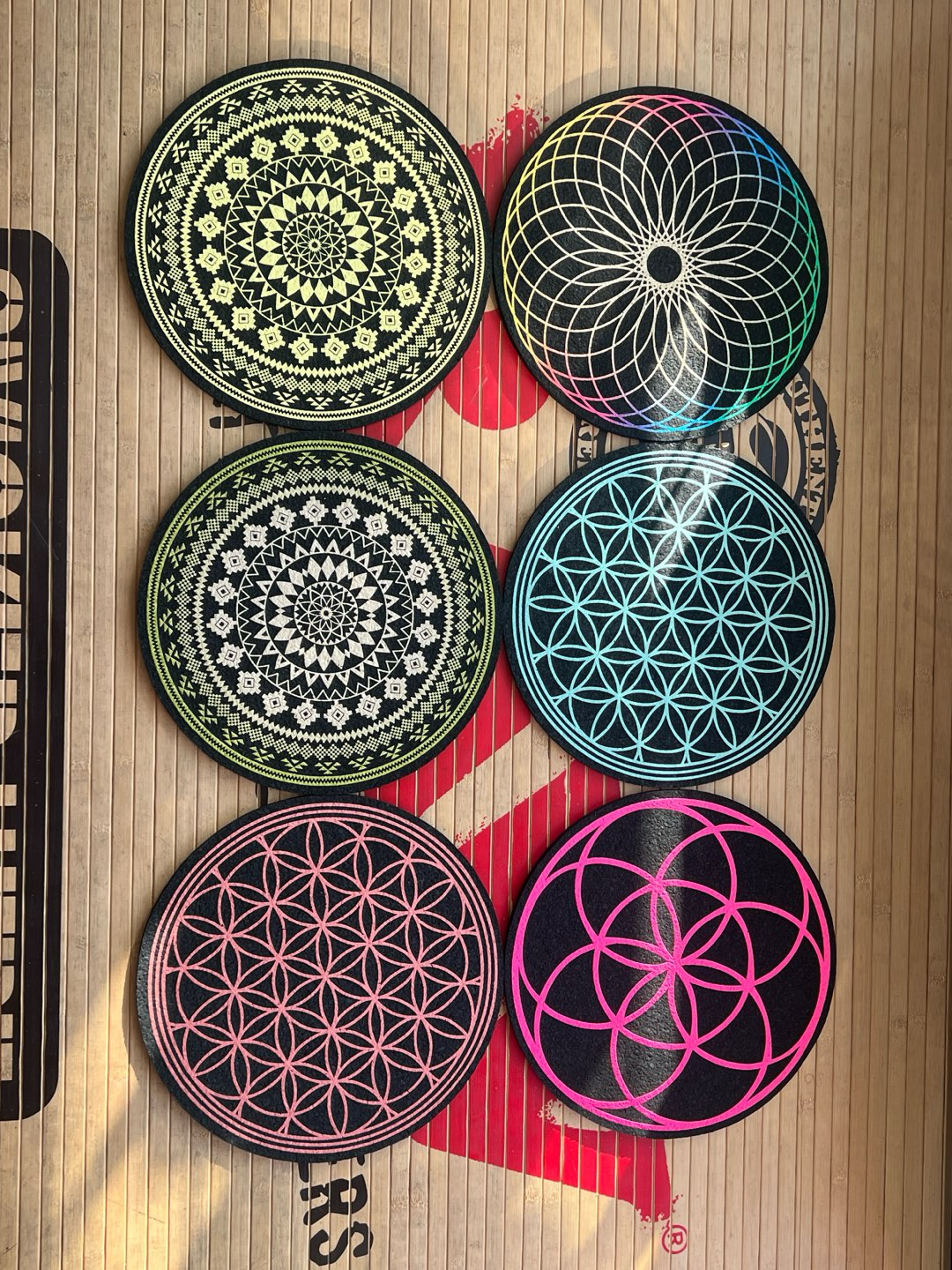 Preview pic of Moodmat 12 inch Mandala, group photo, price is per mat