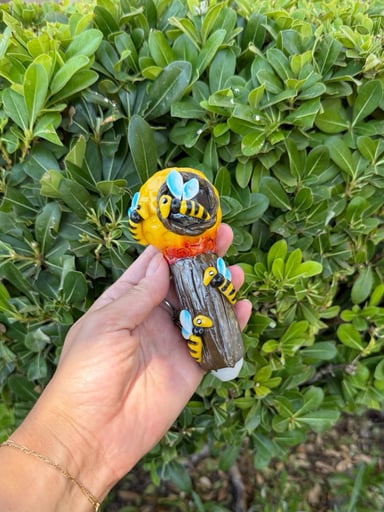 Preview pic of Honey Bee Clay Glass Hand Pipe