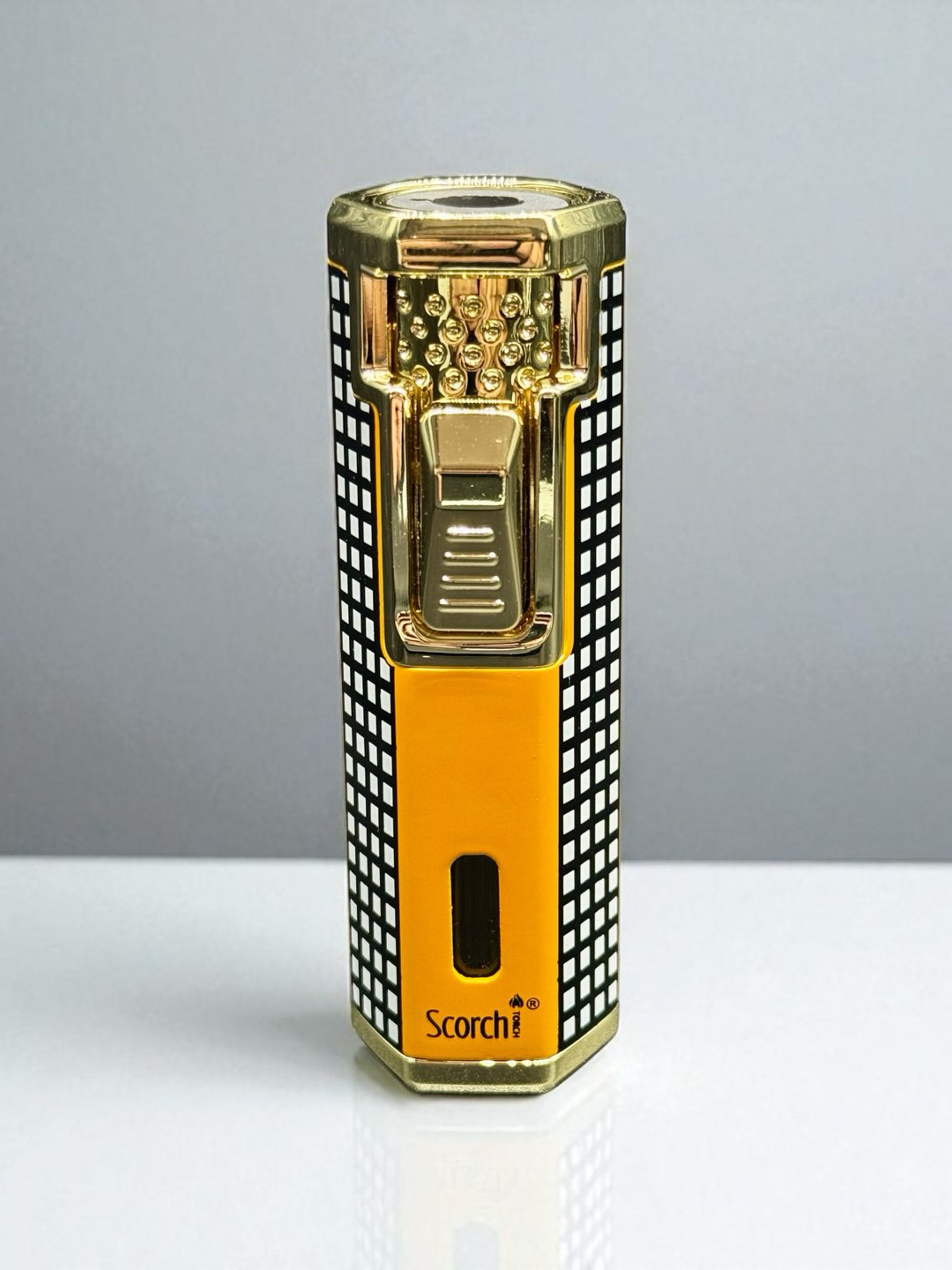 Preview pic of Scorch Torch 61808 – Heavy Duty Single Flame Torch Lighter (Yellow Checkered) – Ships Prefilled with Butane
