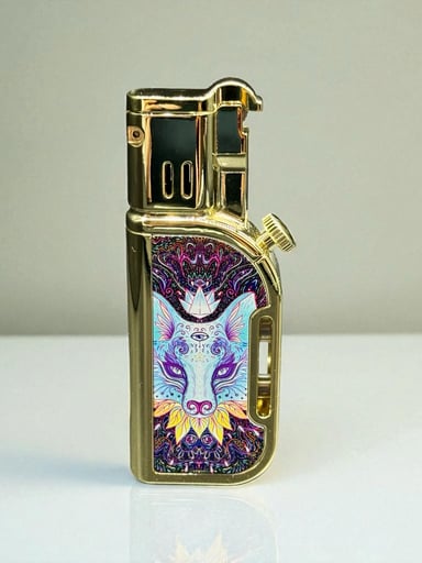 Preview pic of Scorch Torch 61805 – 2-in-1 Refillable Butane Lighter with Torch, Cigar Punch & Wolf Design – Ships Prefilled