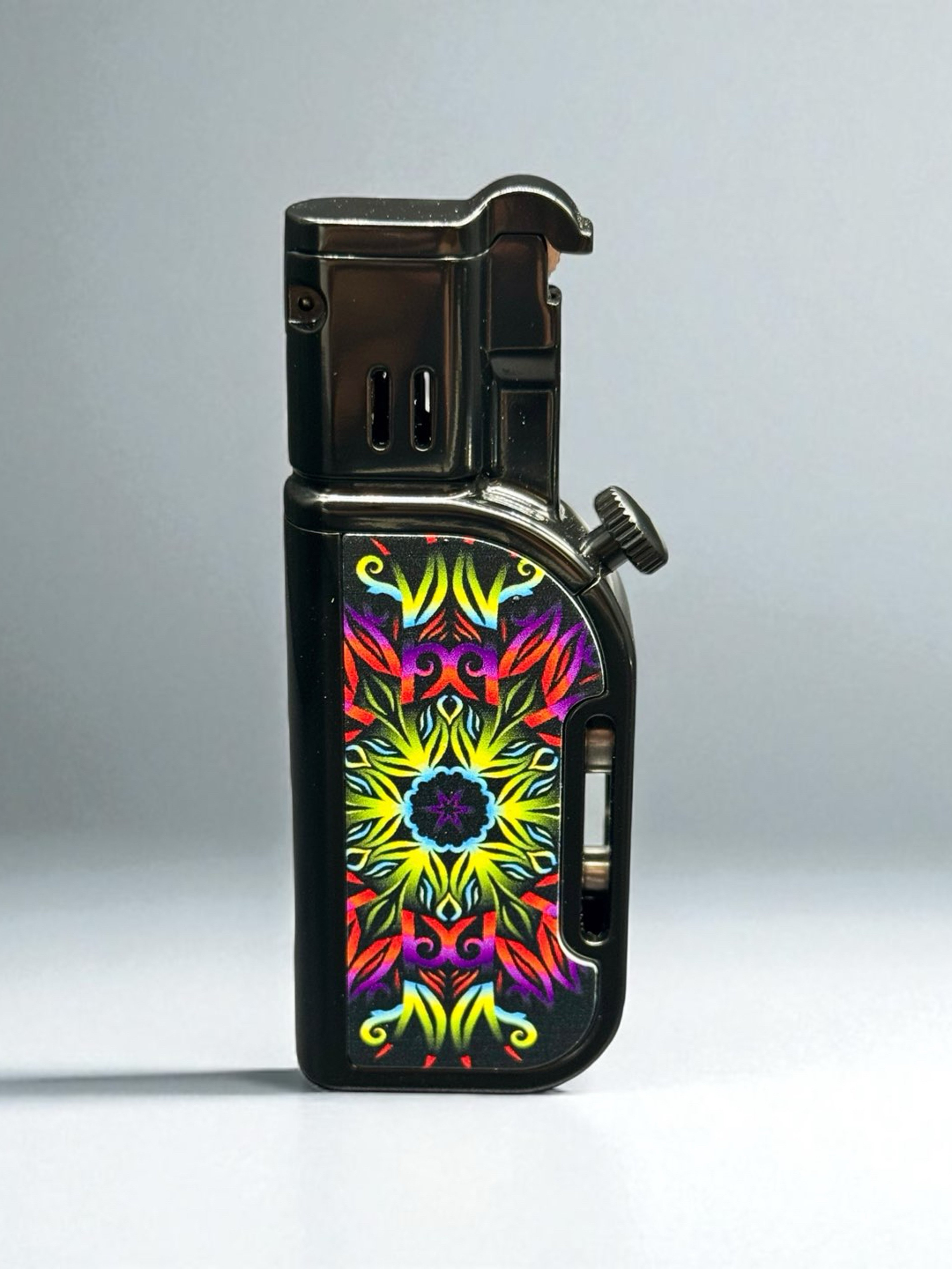 Preview pic of Scorch Torch 61805 – 2-in-1 Refillable Butane Lighter with Torch, Cigar Punch & Psychedelic Design – Ships Prefilled