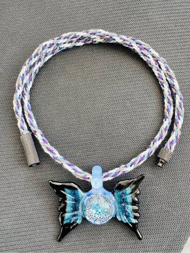 Preview pic of RARE COLLAB PENDANT OPAL/crushed opal/dyecoric large millie butter fly pendant