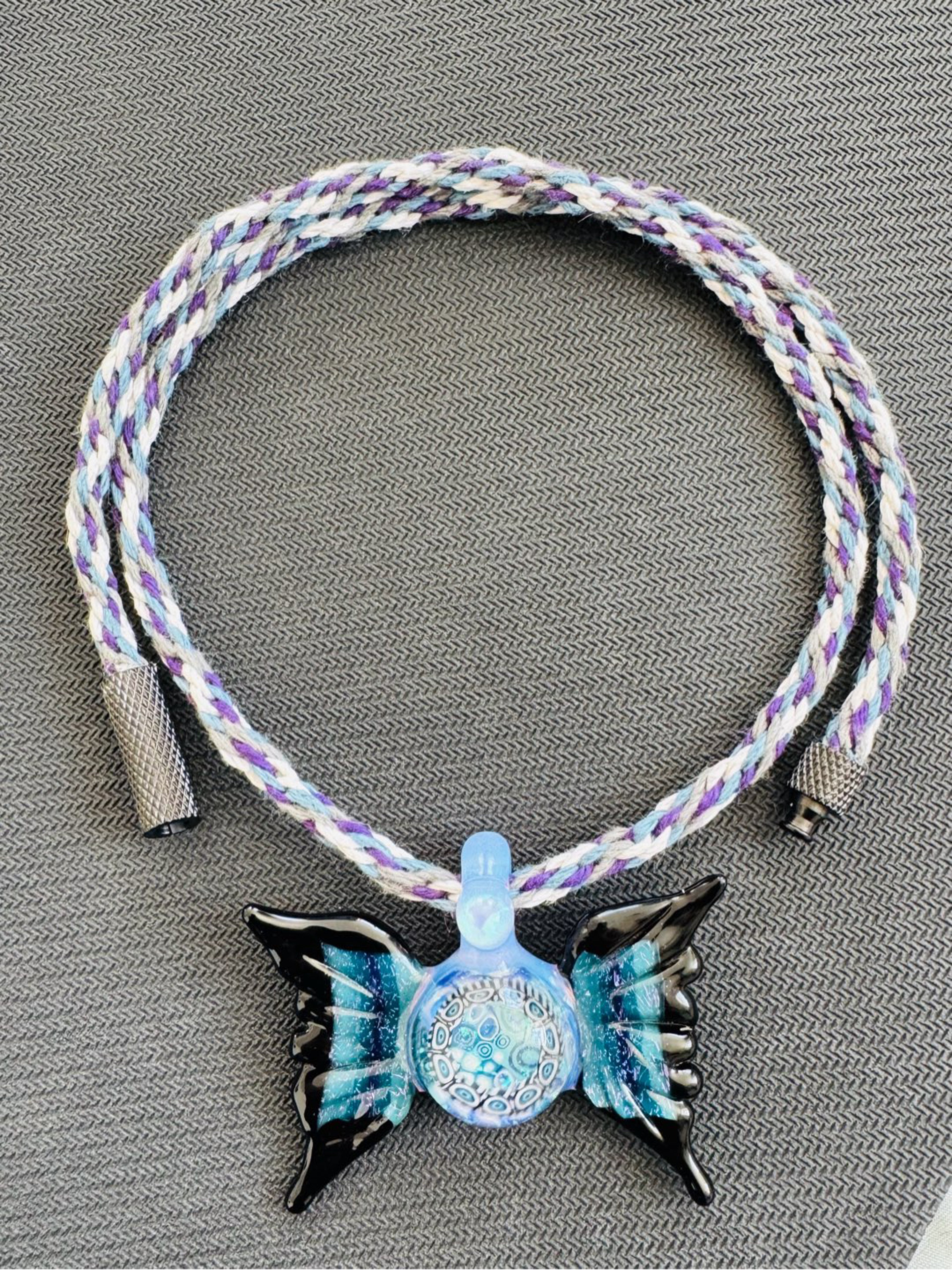 Preview pic of RARE COLLAB PENDANT OPAL/crushed opal/dyecoric large millie butter fly pendant