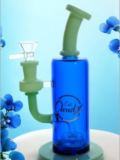 Preview pic of Cali CloudX 8” 💙 Full Color Green/Blue 14mm Female Joint Showerhead Bong