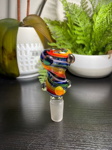 Preview pic of 18mm Dichro Bowl for Water Multicolor Swirl Glass Bowl