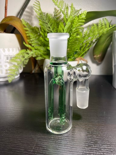 Preview pic of 18MM GREEN HOOKAH WATER PIPE ASH CATCHER 3ARM TREE PERC 90 DEGREE