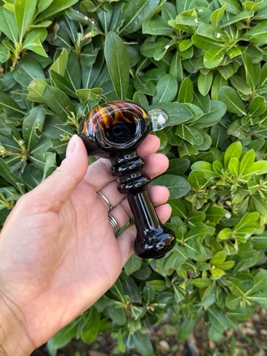 Preview pic of Black & Red Swirl With Opal Glass Hand Pipe