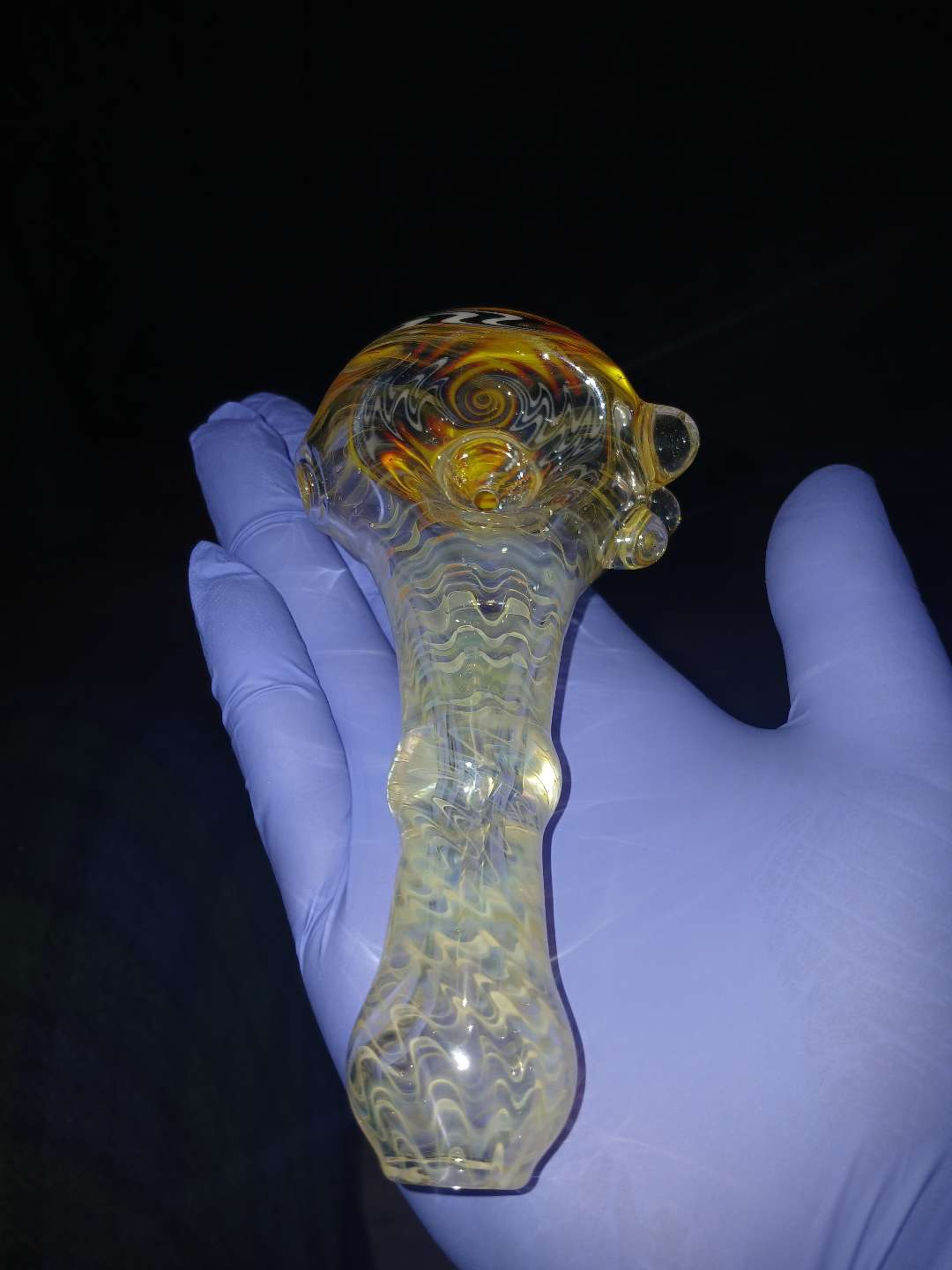 Preview pic of GreenburnGlass Silver + Gold Fumed Spoon w/ WigWag Encalmo