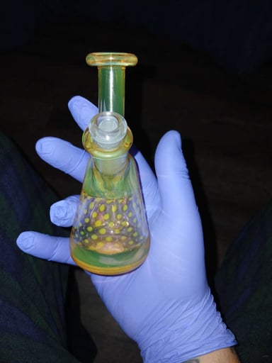 Preview pic of 2023 MooseandFire Silver + Gold Fumed Rig w/ Bubble Trap