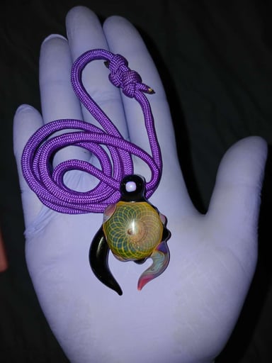 Preview pic of 2021 GreenburnGlass Silver + Gold Fumicello Pendant w/ encased Opal
