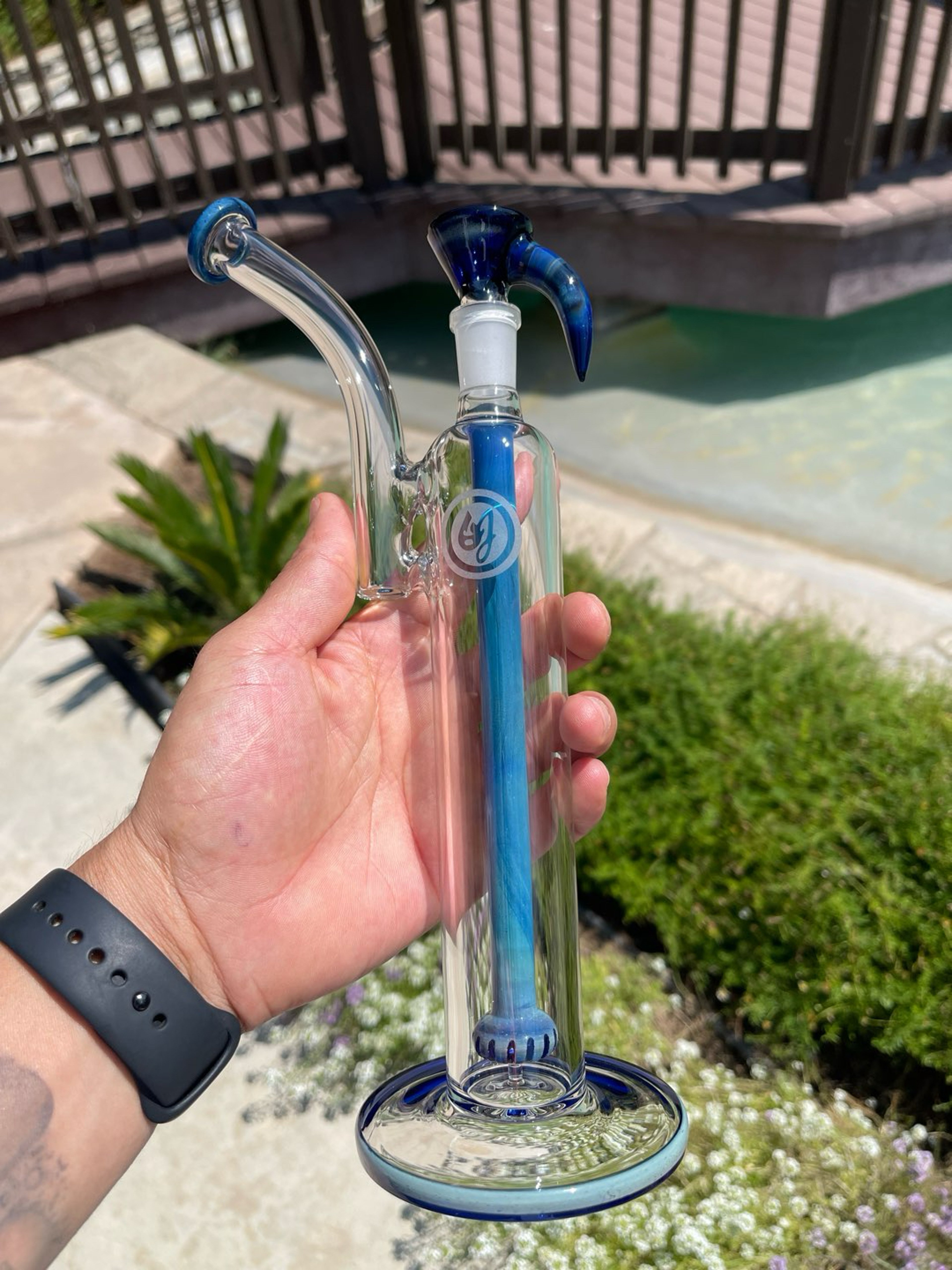 Preview pic of Silver fume over cobalt blue, 14mm 3 holes slide