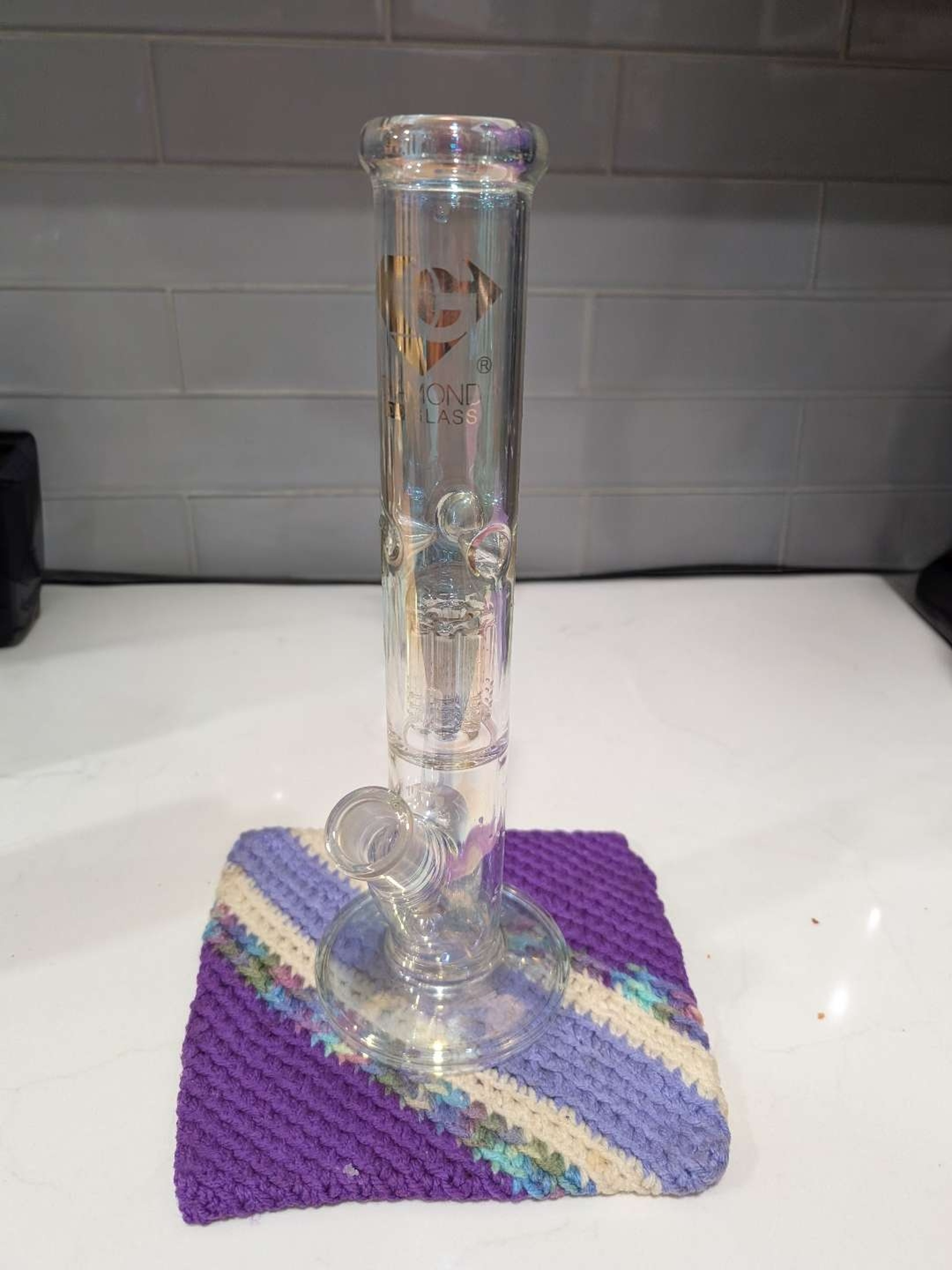 Preview pic of Diamond Glass Pearl 8 Arm Perc Bong