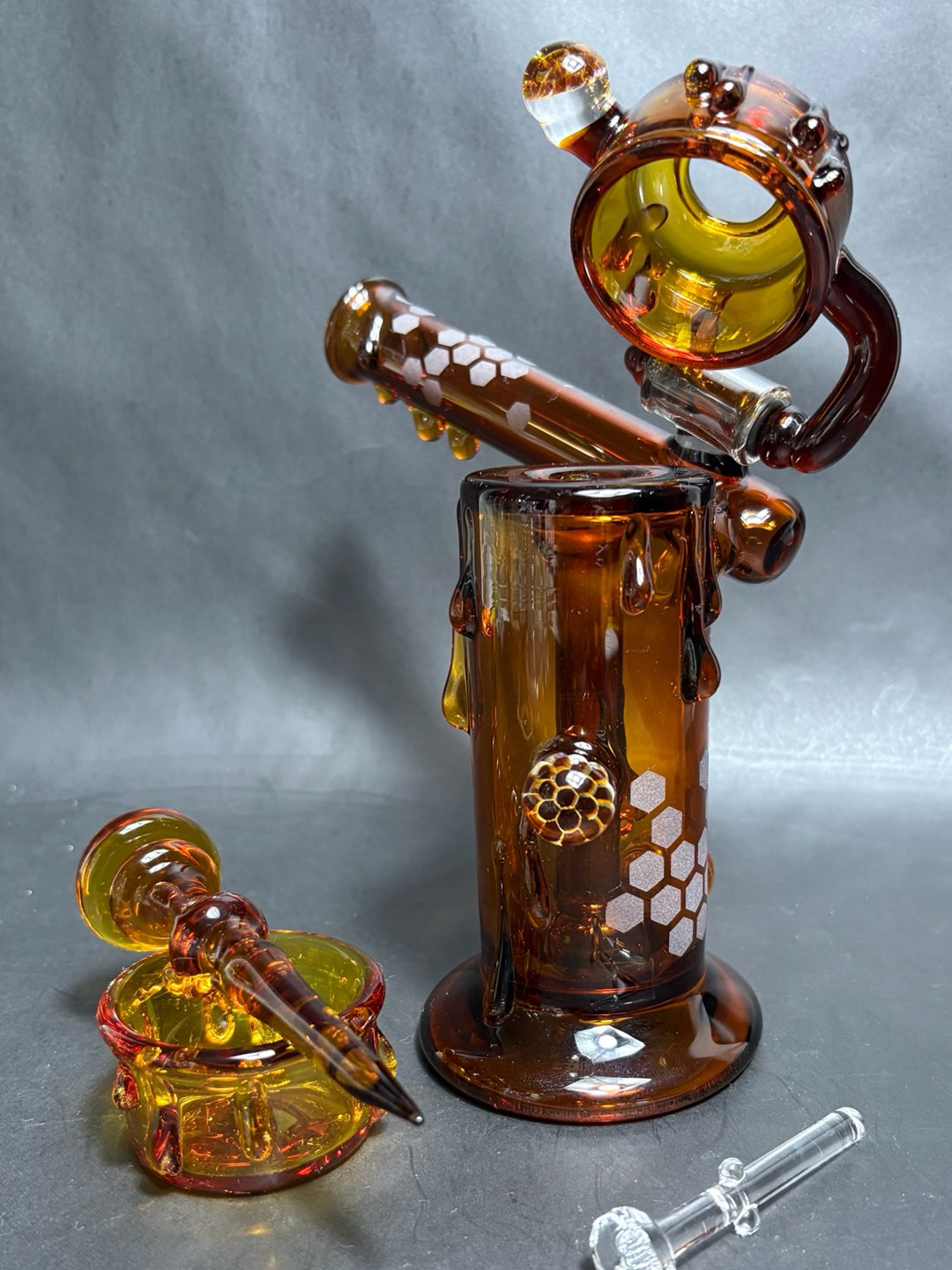 Preview pic of Whitney Harmon Glass Honey Drip Swing Dome Lambo Rig Set w/ Dab dish, Dabber & Nail #2