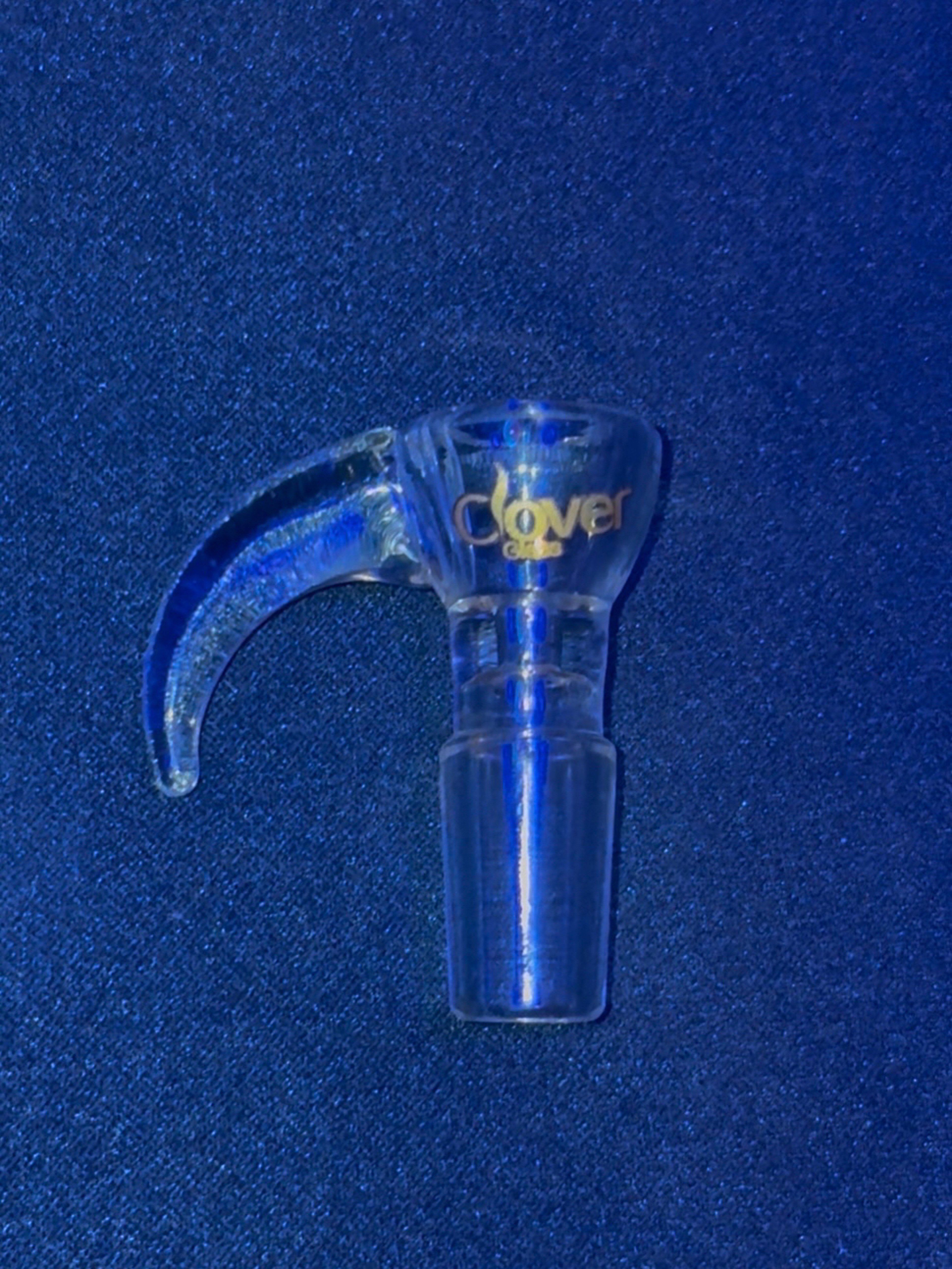 *NEVER USED* 14mm/1 Hole Clear Clover Bowl Slide with massive Horn image 0
