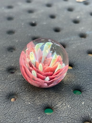 Preview pic of Red floral compression marble with green fumedrops