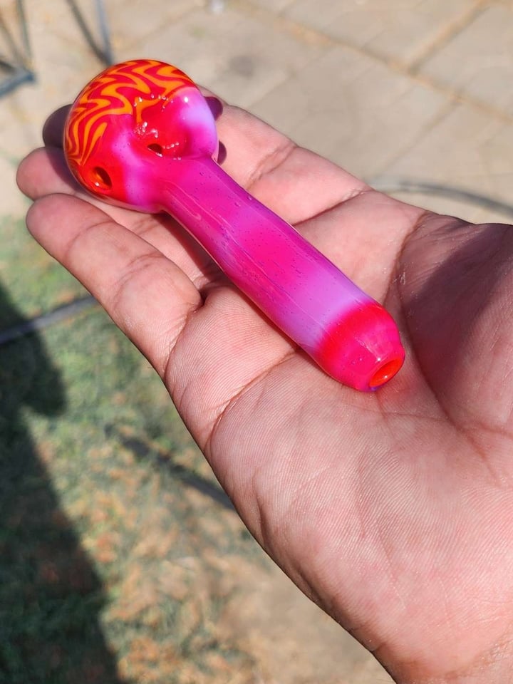 Pink slyme line work spoon | Shop Spoons on GlassPass