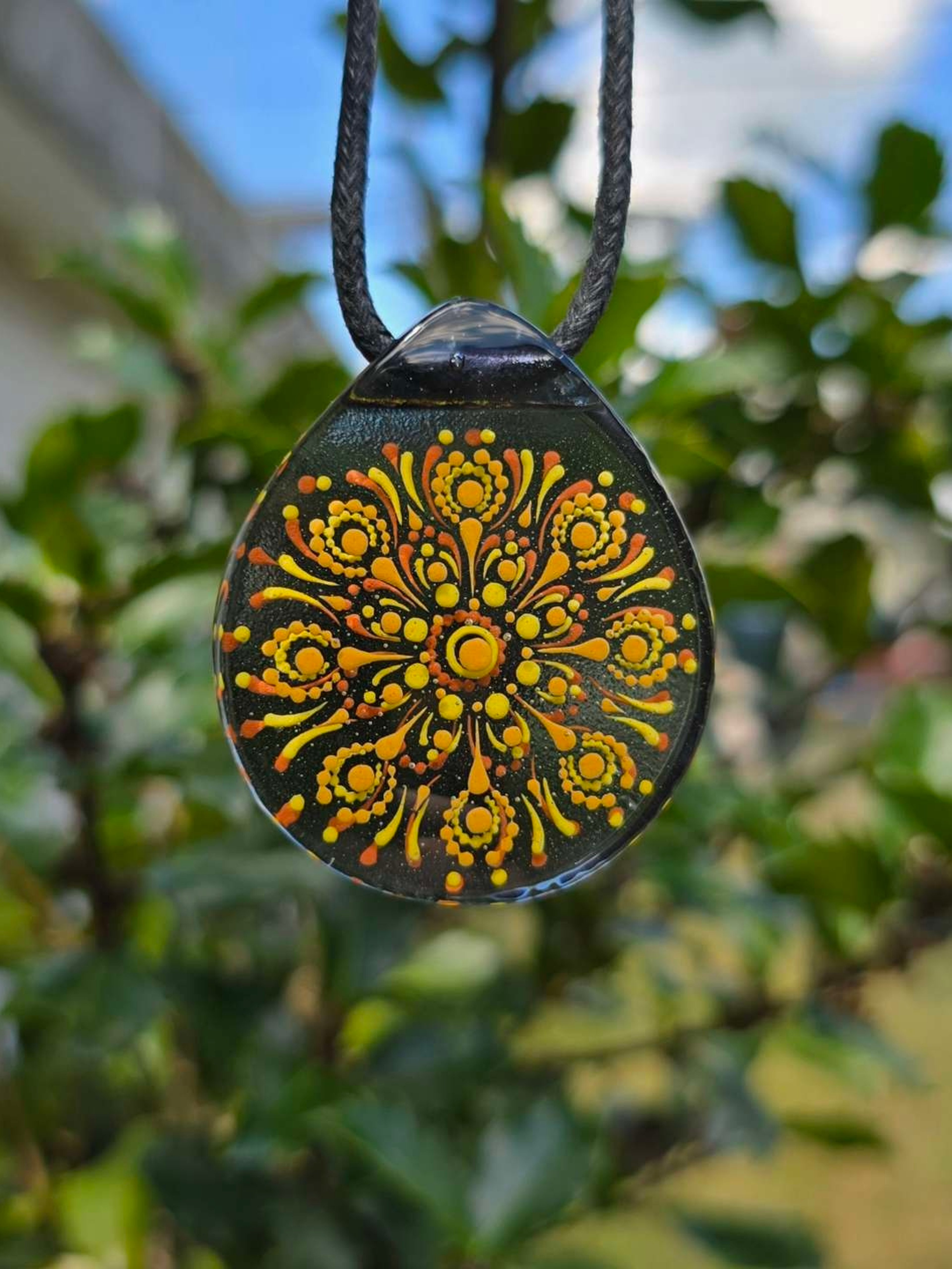 Preview pic of Fall Dot Mandala Layered Glow Pendant