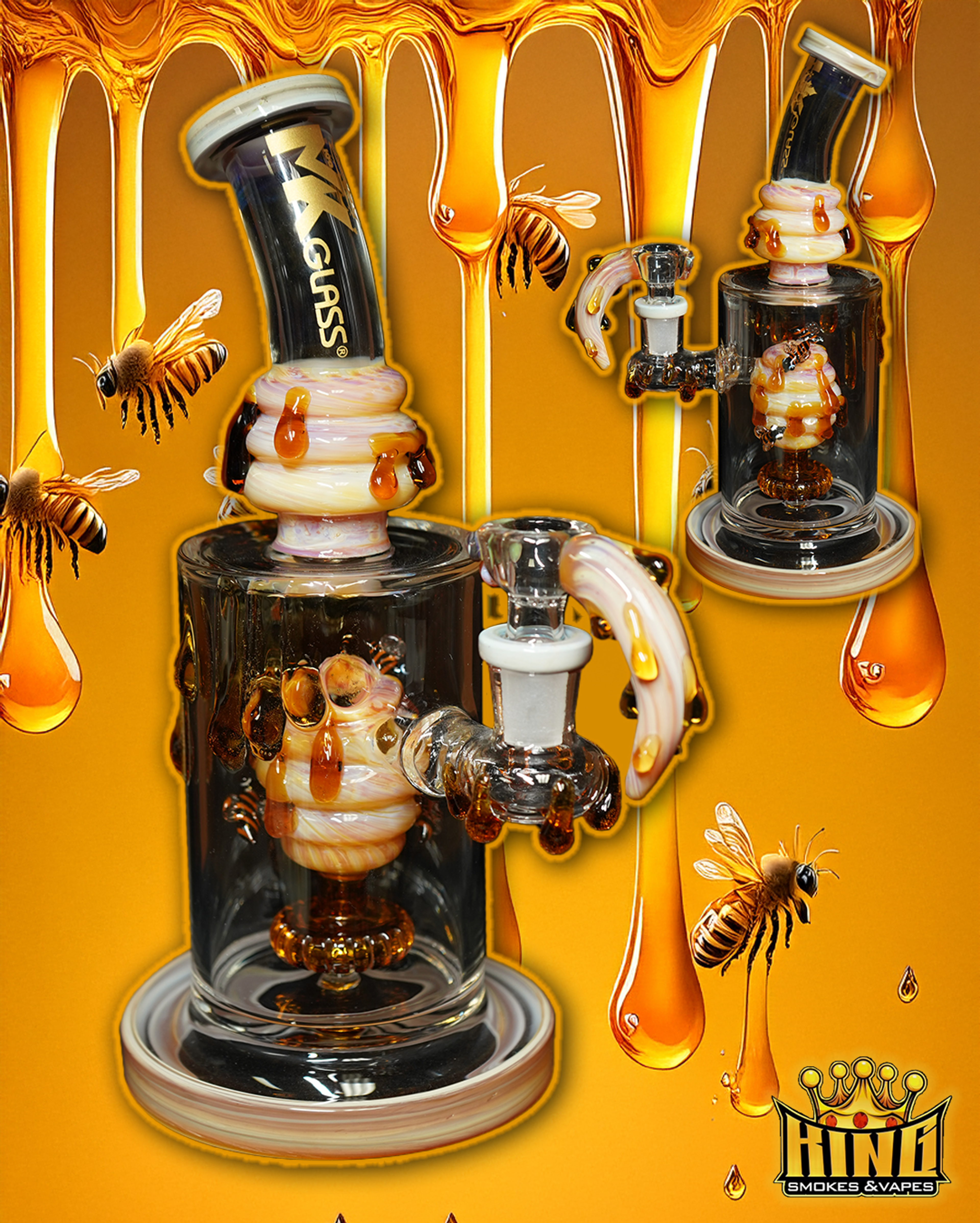 Preview pic of 🍯 MK GLASS – HONEY DRIP HIVE CAN