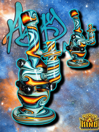 Preview pic of ❄️ AUGY GLASS – ICY BLUE SWIRL RECYCLER