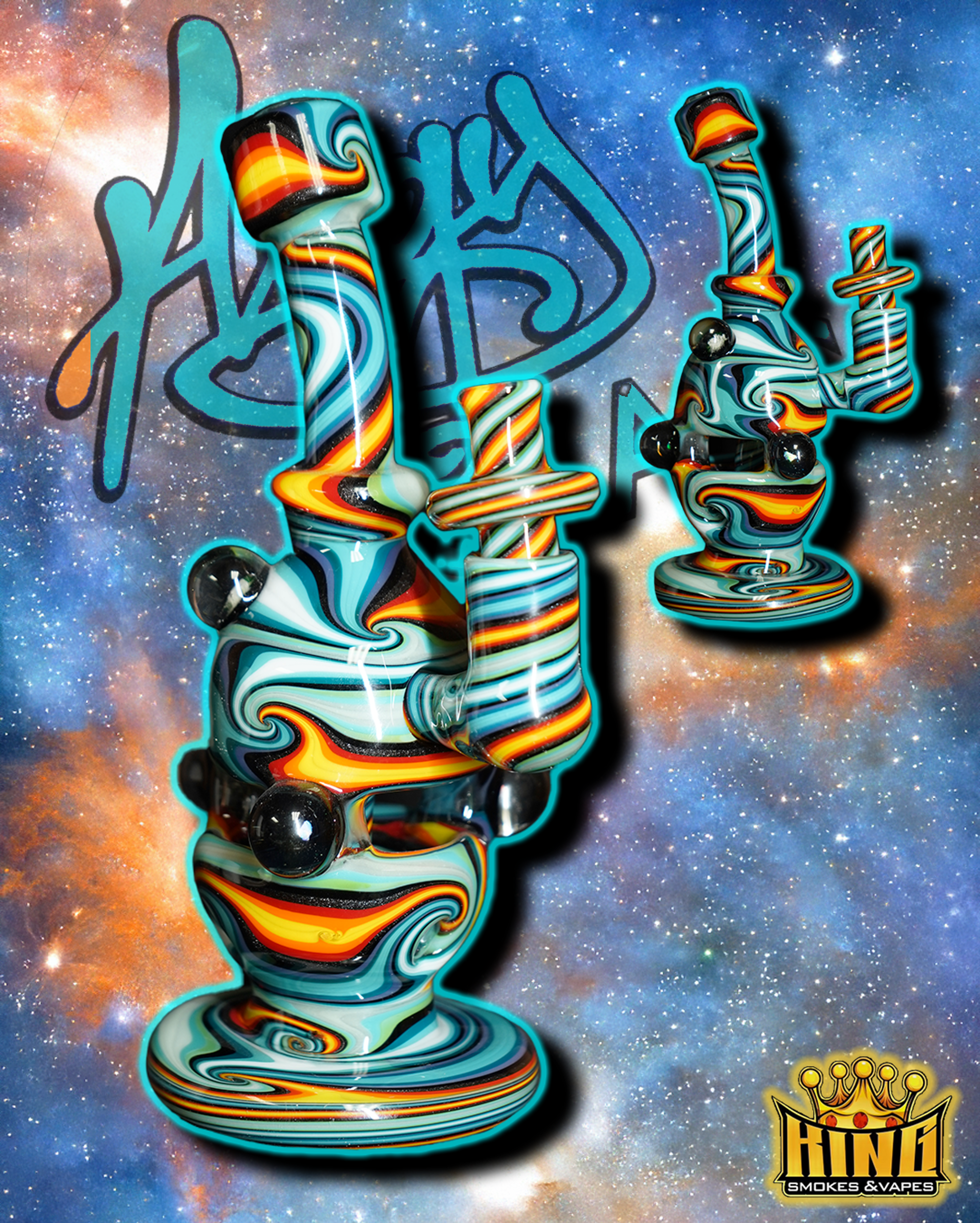 Preview pic of ❄️ AUGY GLASS – ICY BLUE SWIRL RECYCLER