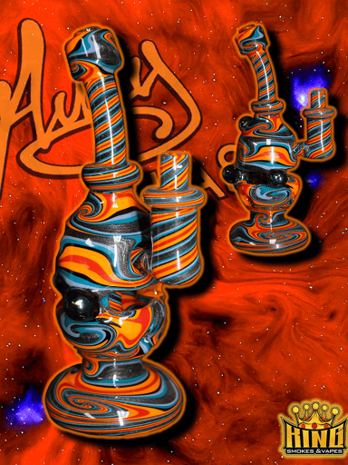 Preview pic of 🔥 AUGY GLASS – ORANGE FLAME SWIRL RECYCLER