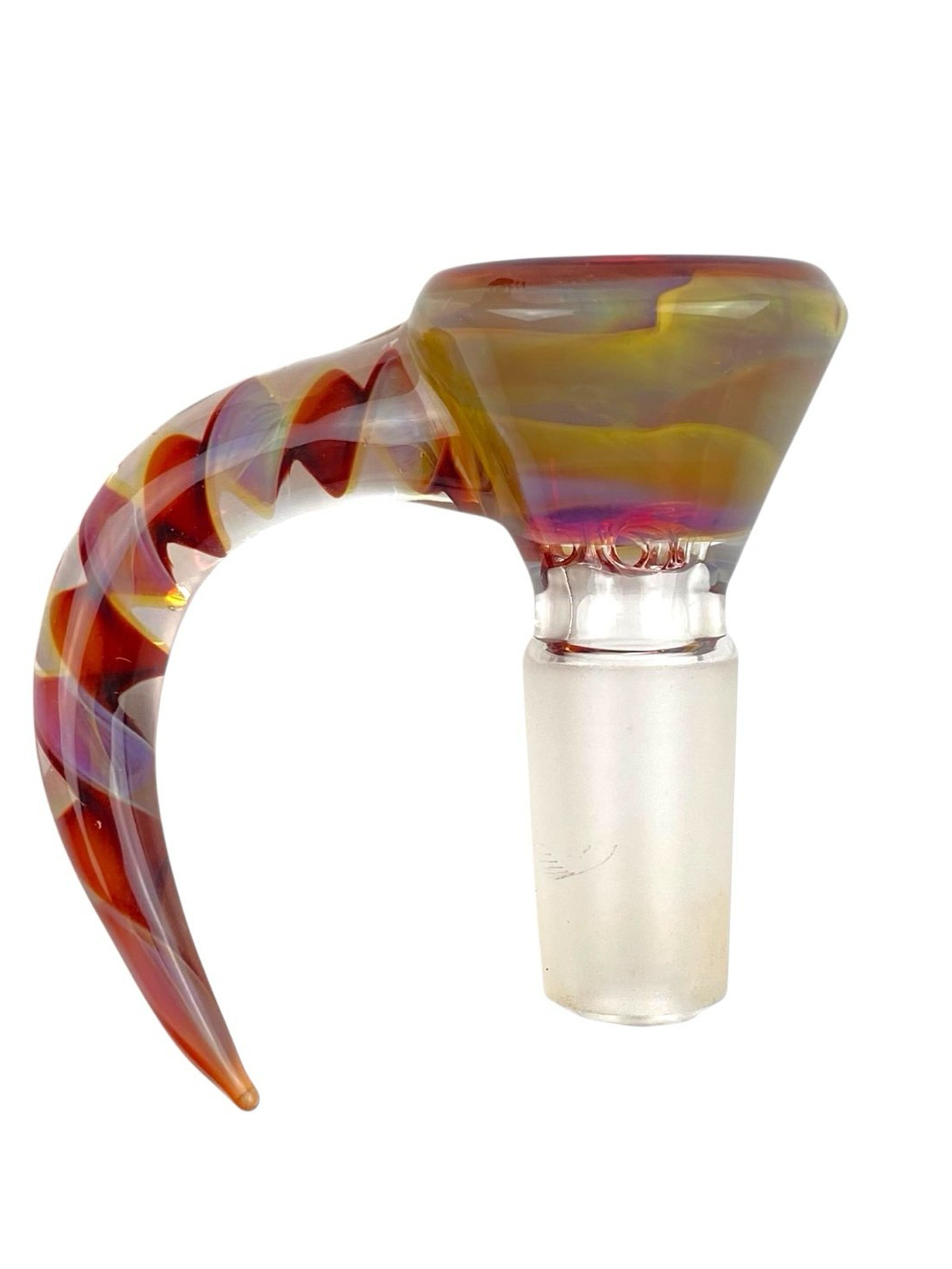 14mm Glass Bowl Slide – 4 Hole by CW Glass Art (NS Yellow / Pomegranate) image 0