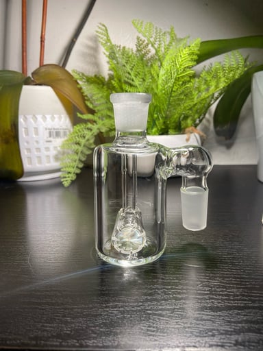 Preview pic of 18MM CLEAR THICK GLASS ASH CATCHER PERC 90 DEGREE