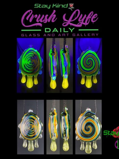 Preview pic of UV-Reactive Rasta Lineworked Drip Pendant