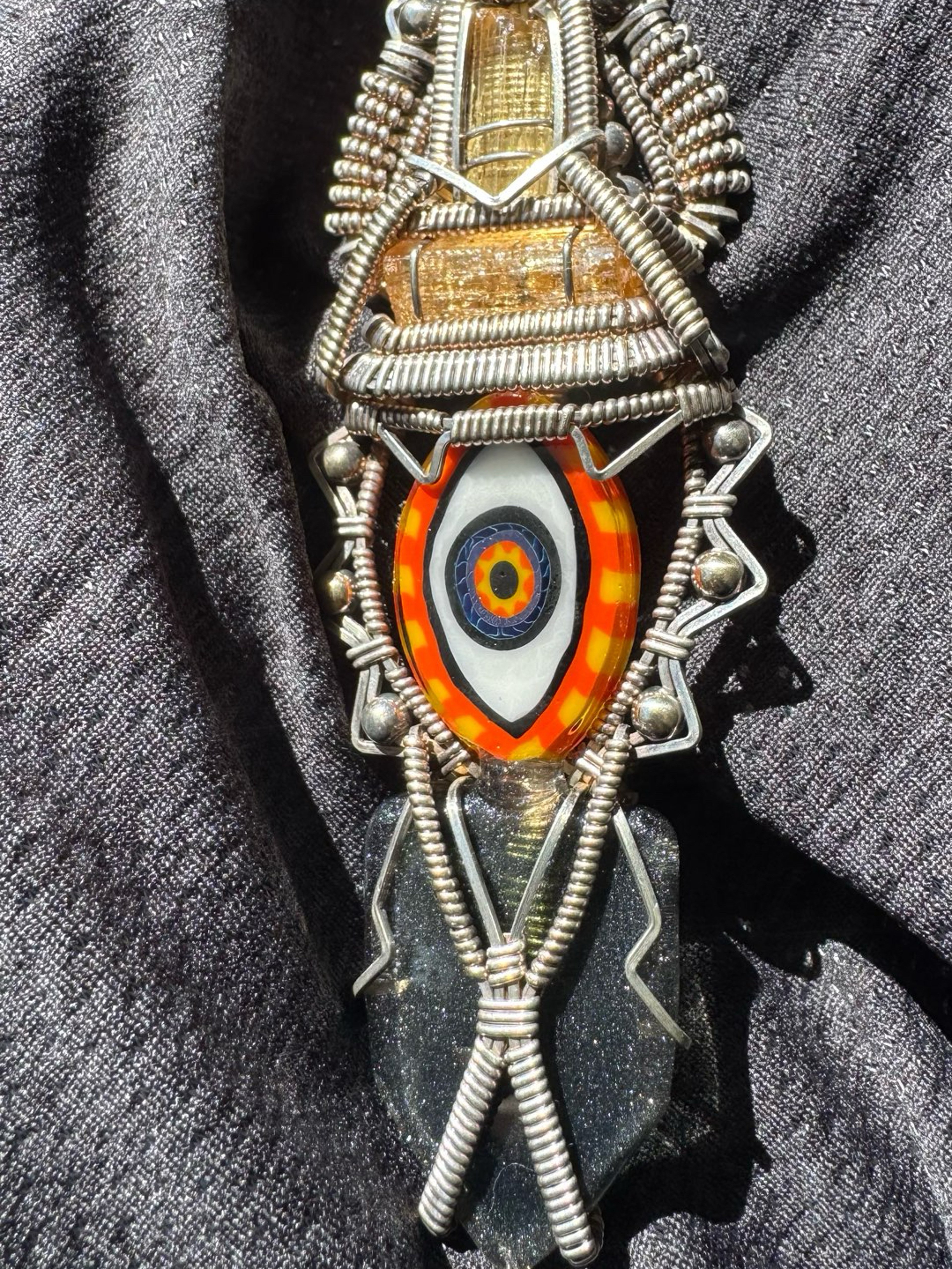 Preview pic of Jason Burruss x Banjo Glass Wire Wrap Pendant