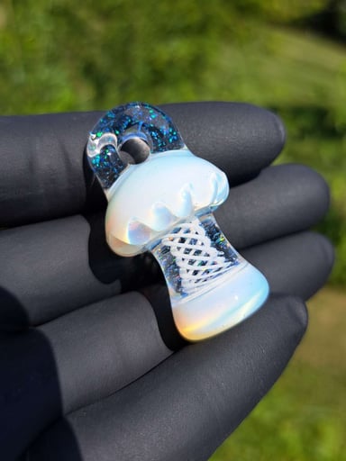 Preview pic of Mushroom pendant crushed opal UV reactive
