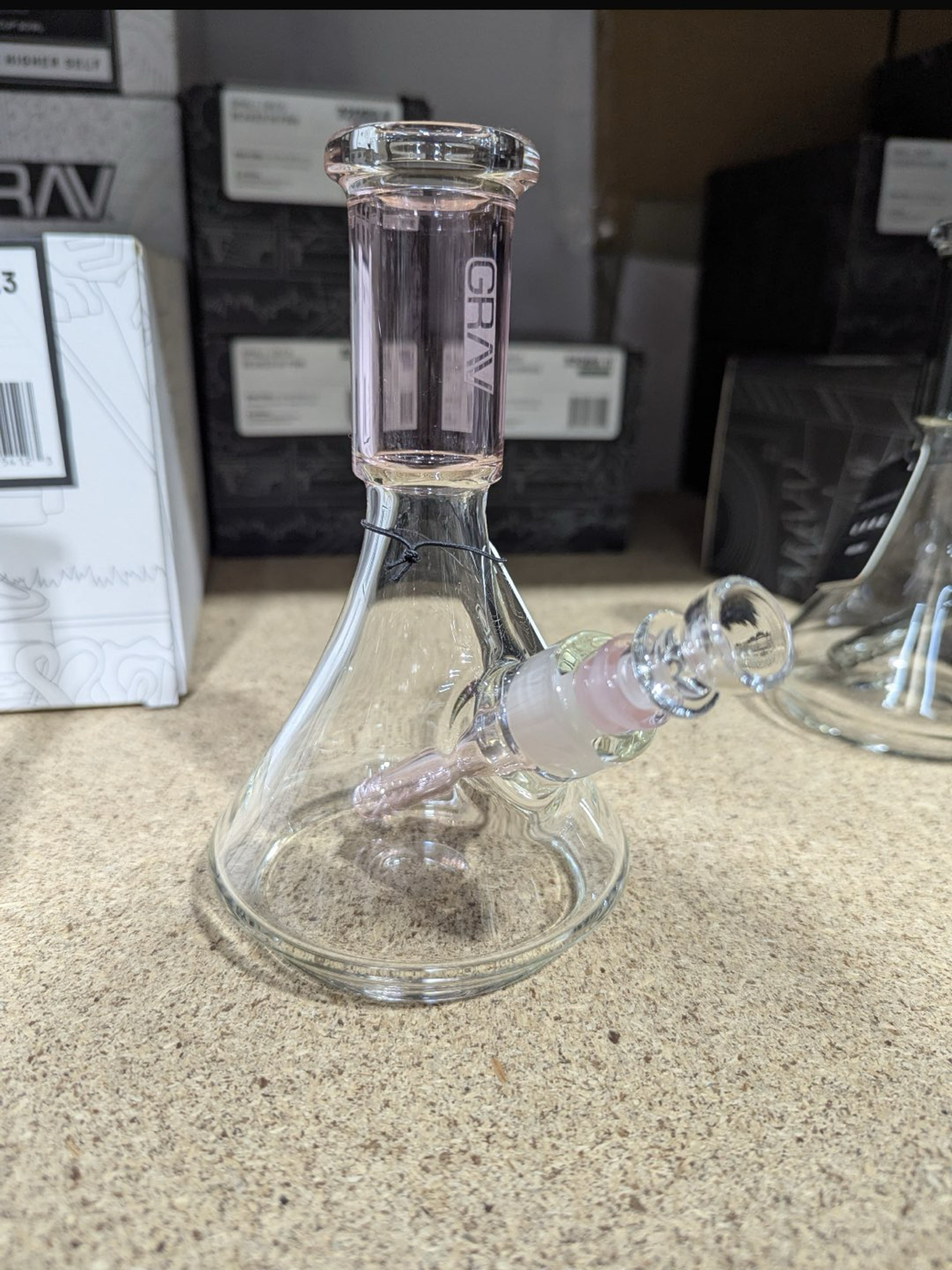 Grav Small Pink & Clear Waterpipe image 0