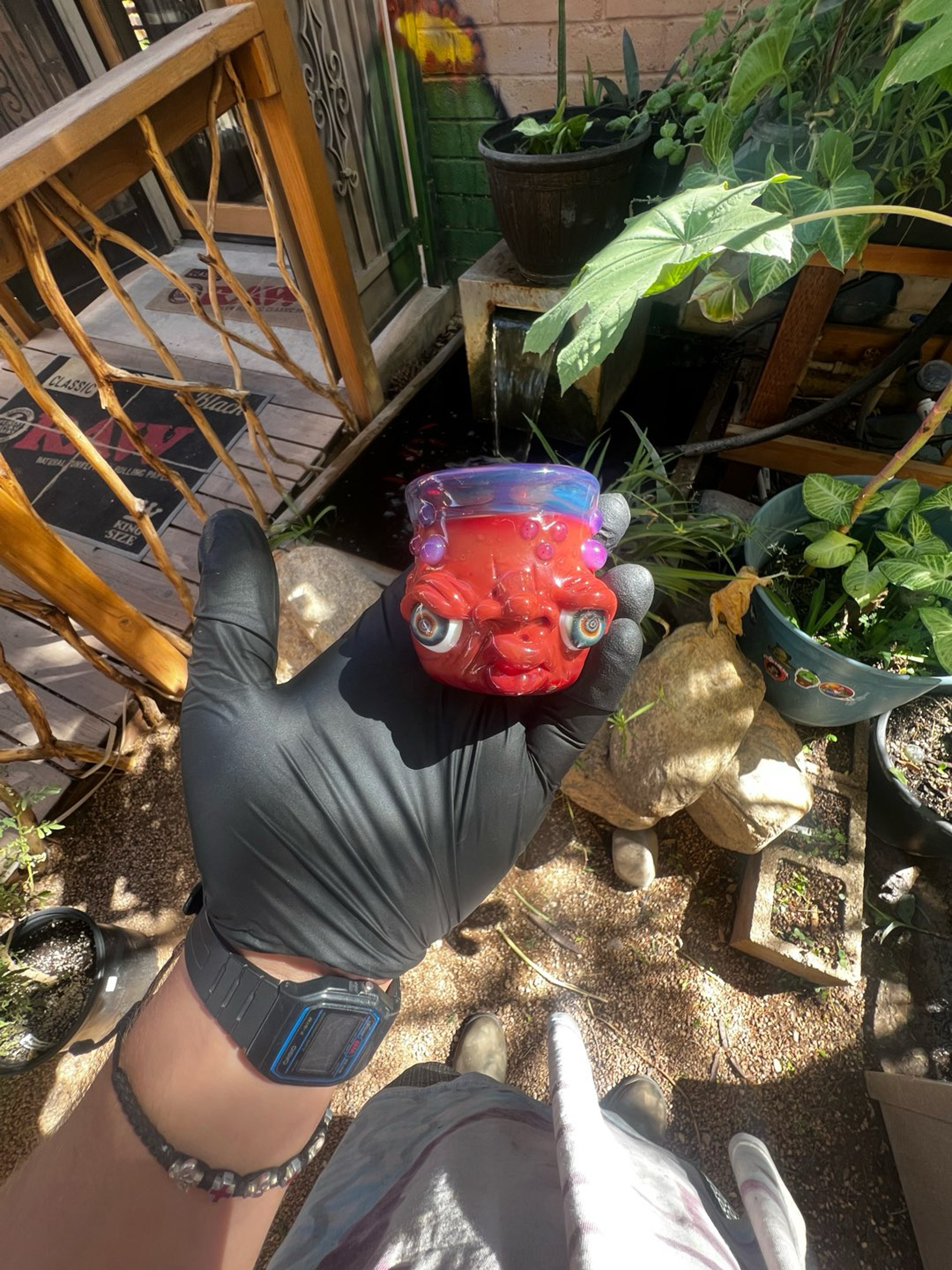 Preview pic of Evil red man q tip jar