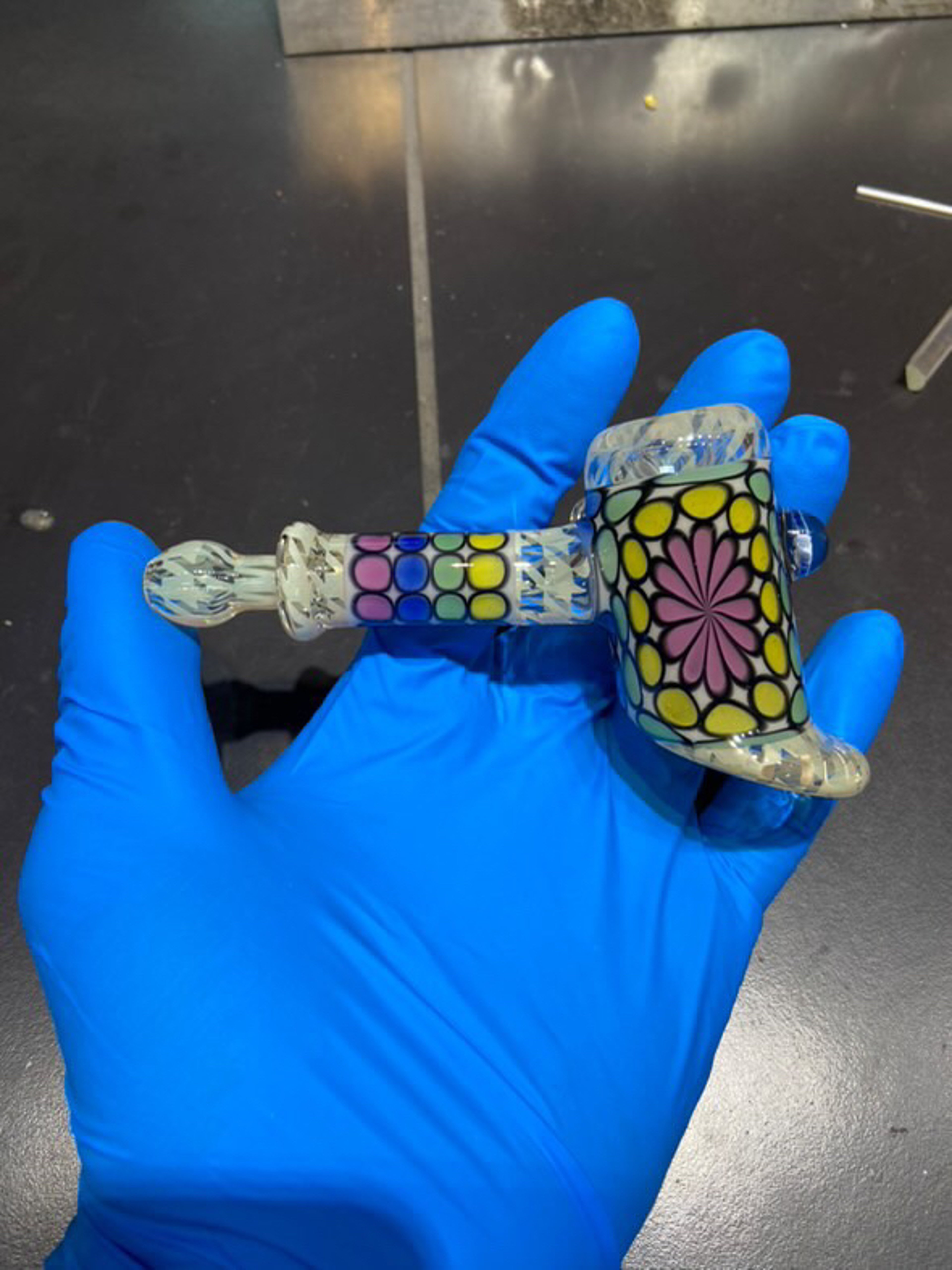 Slinger rainbow dotstack with fumed houndstooth hammer image 0