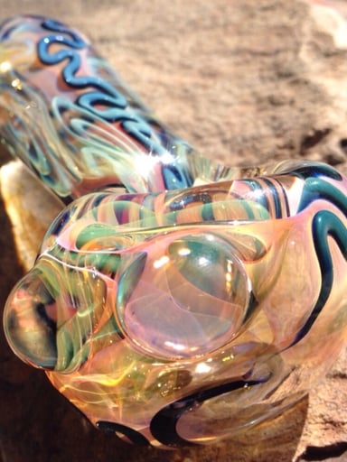 Preview pic of Large Chromatic Handblown Color Changing Glass Pipe