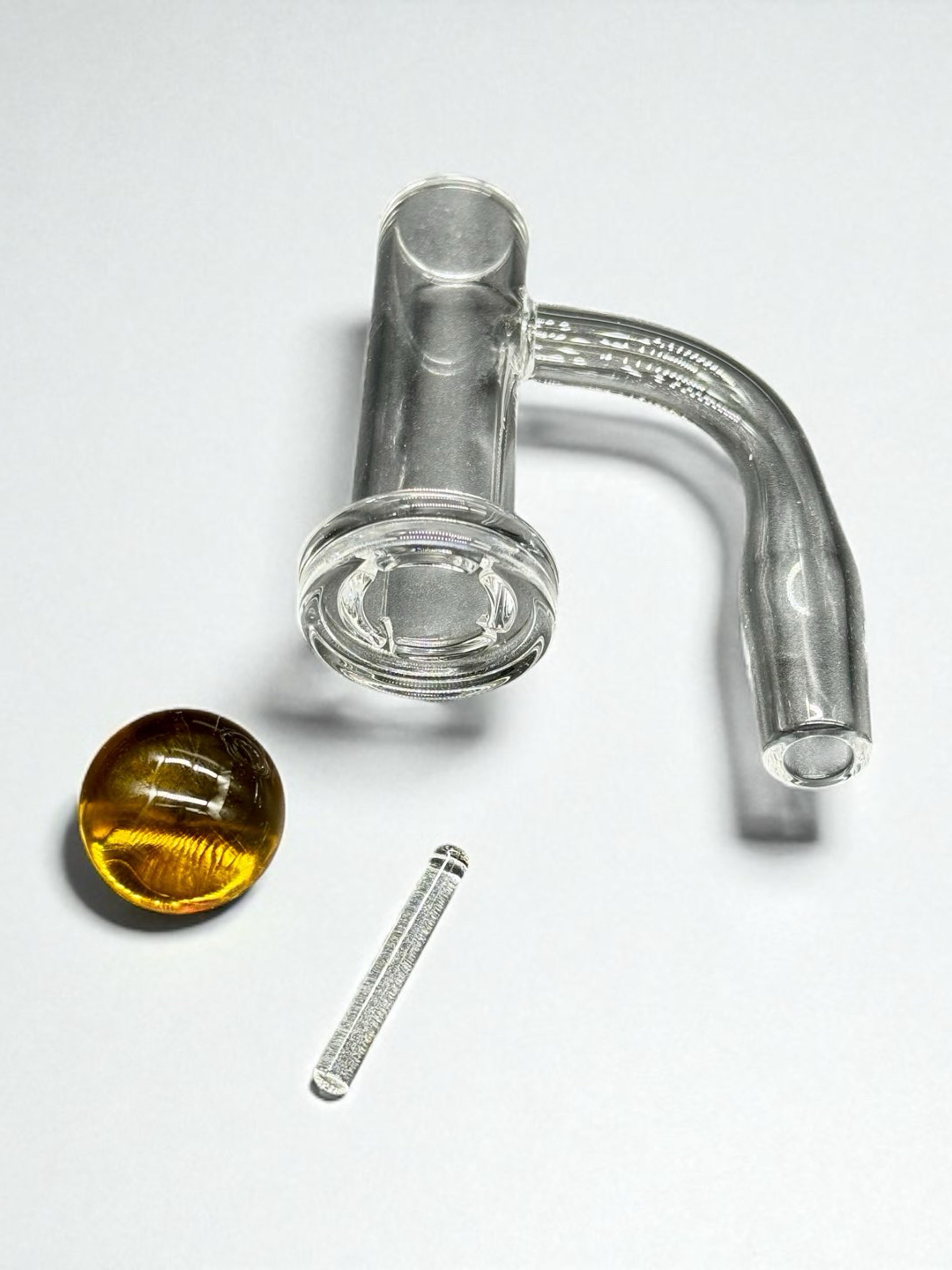 Preview pic of Quartz Banger Set – 14mm Male 90° with Spinner Cap, Pill & Terp Marble