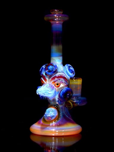Preview pic of Creep Glass - Fully-worked Mini Totem Hawk Jammer w/ Opal - Amber Purple/Ghost - 10mm Female