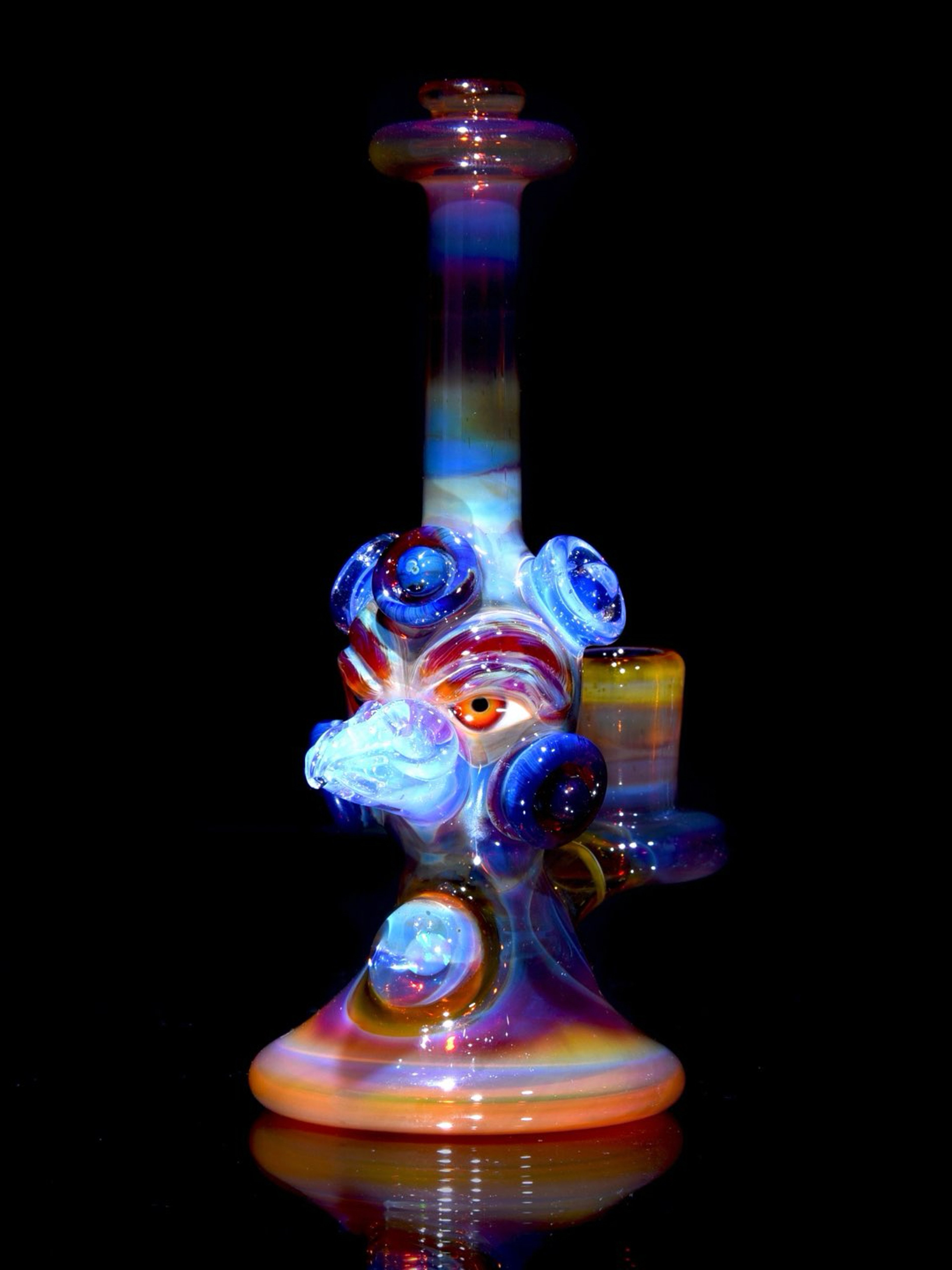 Preview pic of Creep Glass - Fully-worked Mini Totem Hawk Jammer w/ Opal - Amber Purple/Ghost - 10mm Female