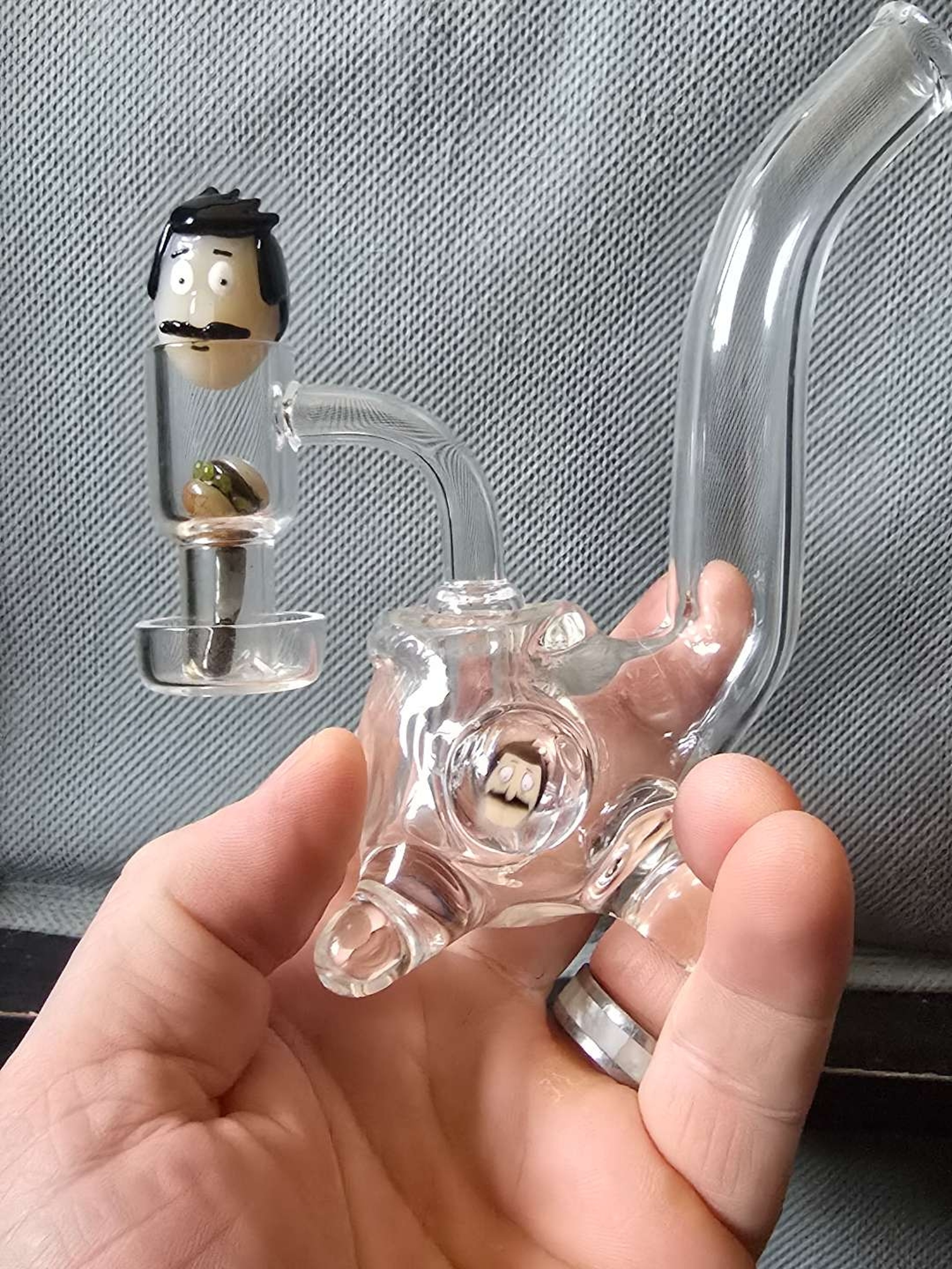Hmk 14mm glass rig with Bob's Burgers millie, Bob's Burgers slurper set, burger 14mm flower bowl image 0