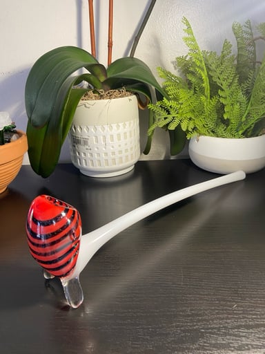 Preview pic of 13” White Gandalf Glass Pipe With Red Head Spiral Dichroic