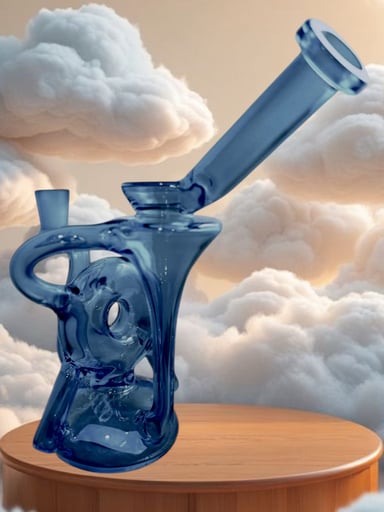 Preview pic of 8” Dark Navy Blue 🦕 w Microscope Neck & Donut Chamber Recycler 6 Slit Percolator