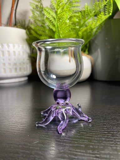 Preview pic of Octopus Shot Glass Hand Blown purple