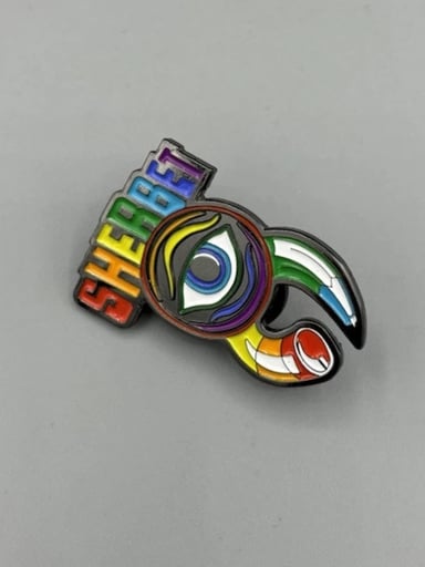 Preview pic of Sherbet Glass Rainbow Logo Pin | Enamel