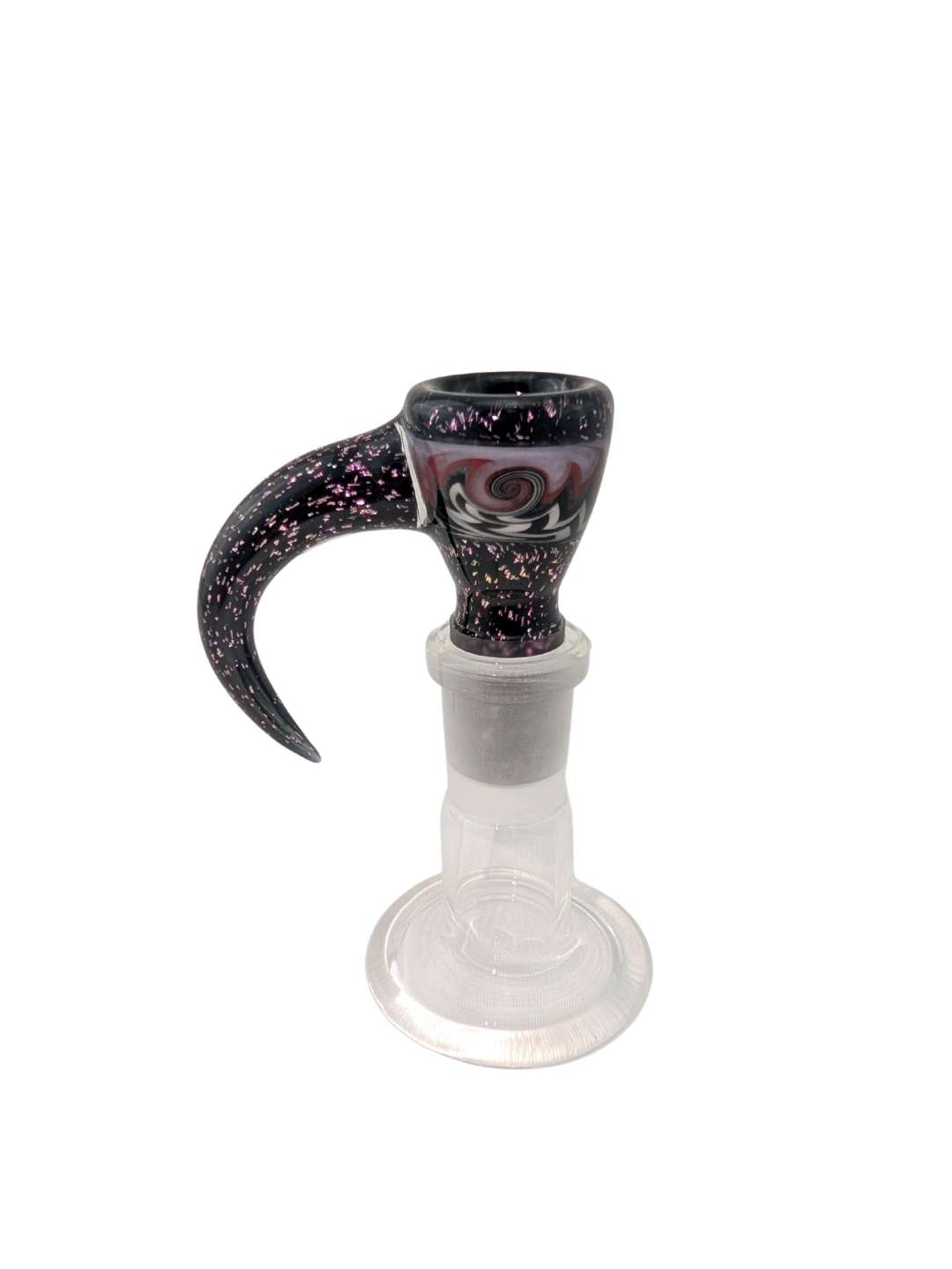 Fully worked 14mm 4 hole magenta dichro slide image 0