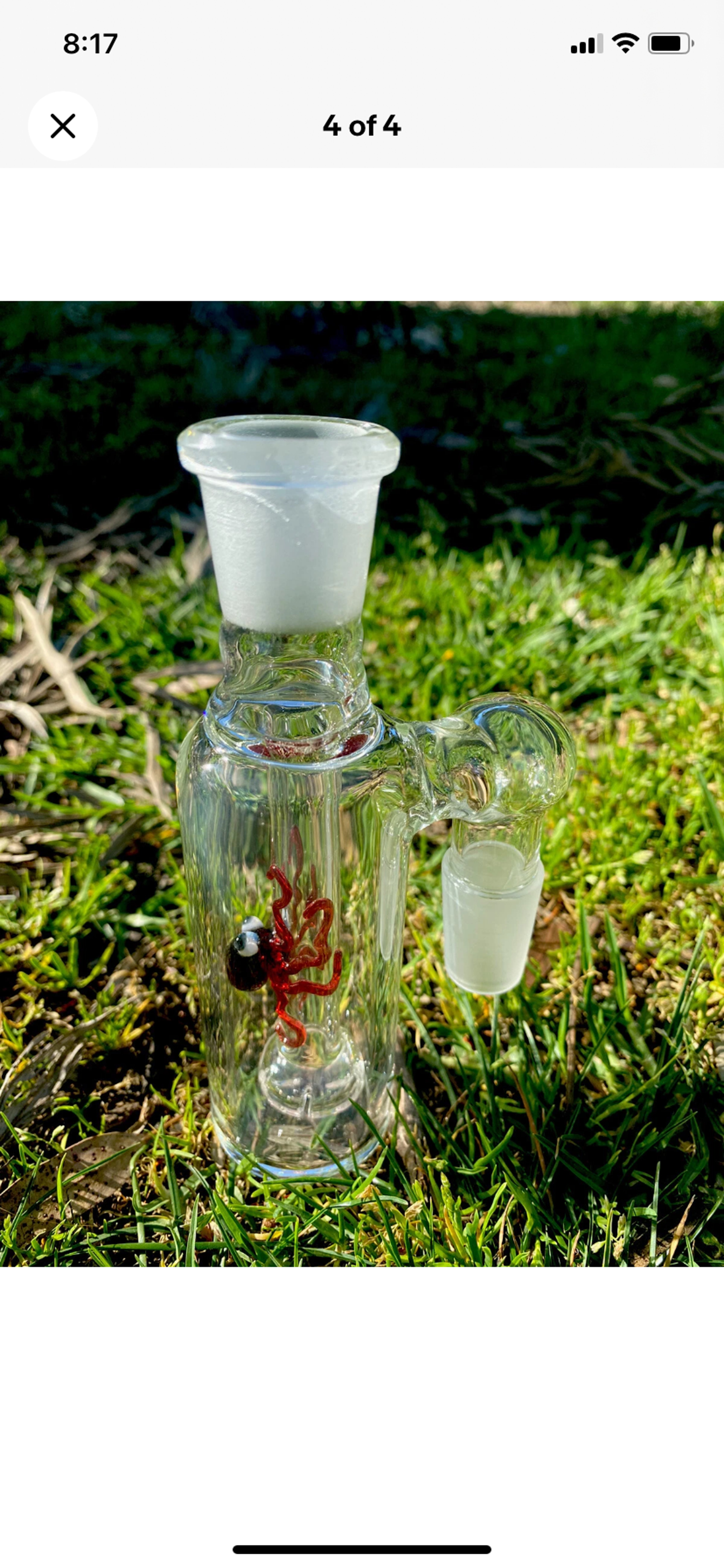 Preview pic of 18mm Glass ash catcher red octopus 90 degree